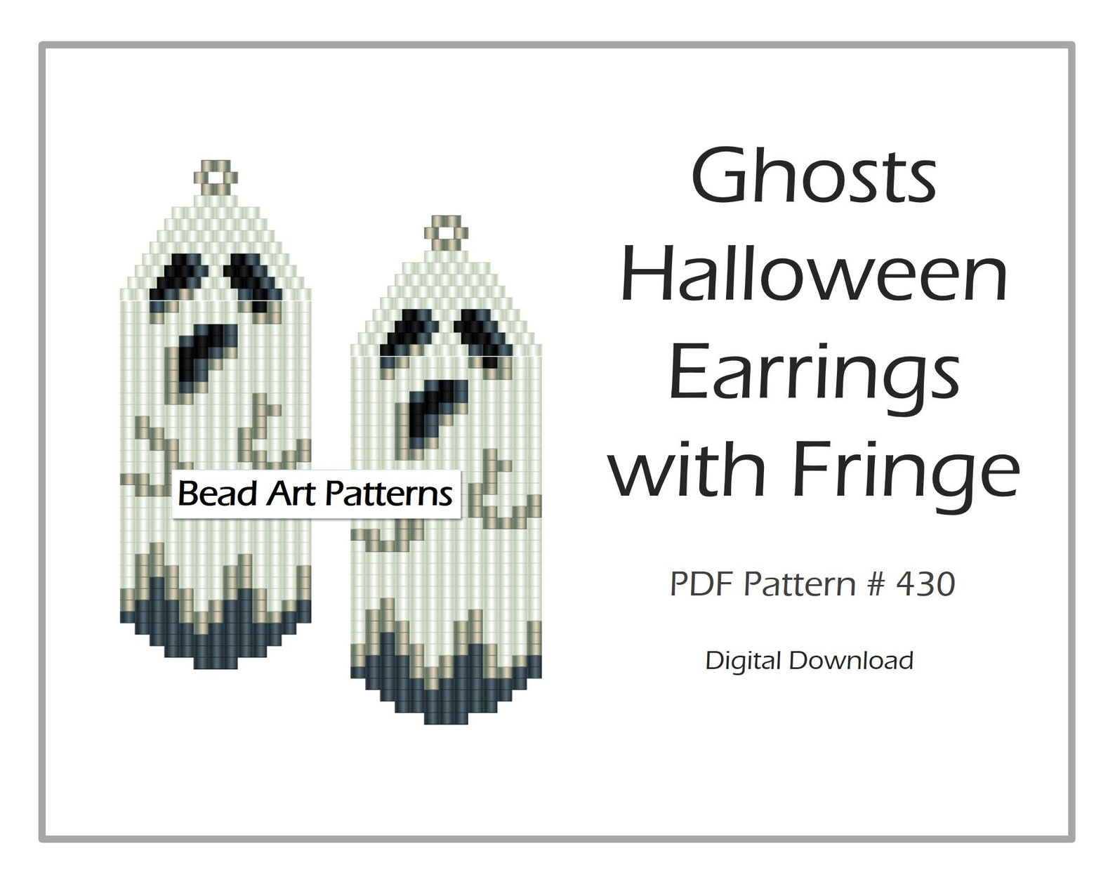 Beaded Pattern Fringe Earrings Ghost Halloween PDF Pattern for Etsy