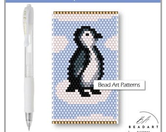 Penguin Pen Wrap beaded cover for Pilot G2 peyote pattern for miyuki delica 11/0 seed beads pattern #651