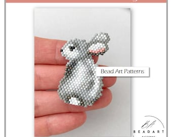 Hare beaded brick stitch PDF pattern for miyuki delica 11/0 seed beads #413