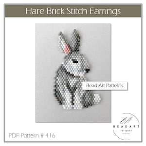 Bunny beaded brick stitch PDF pattern for miyuki delica 11/0 seed beads #416