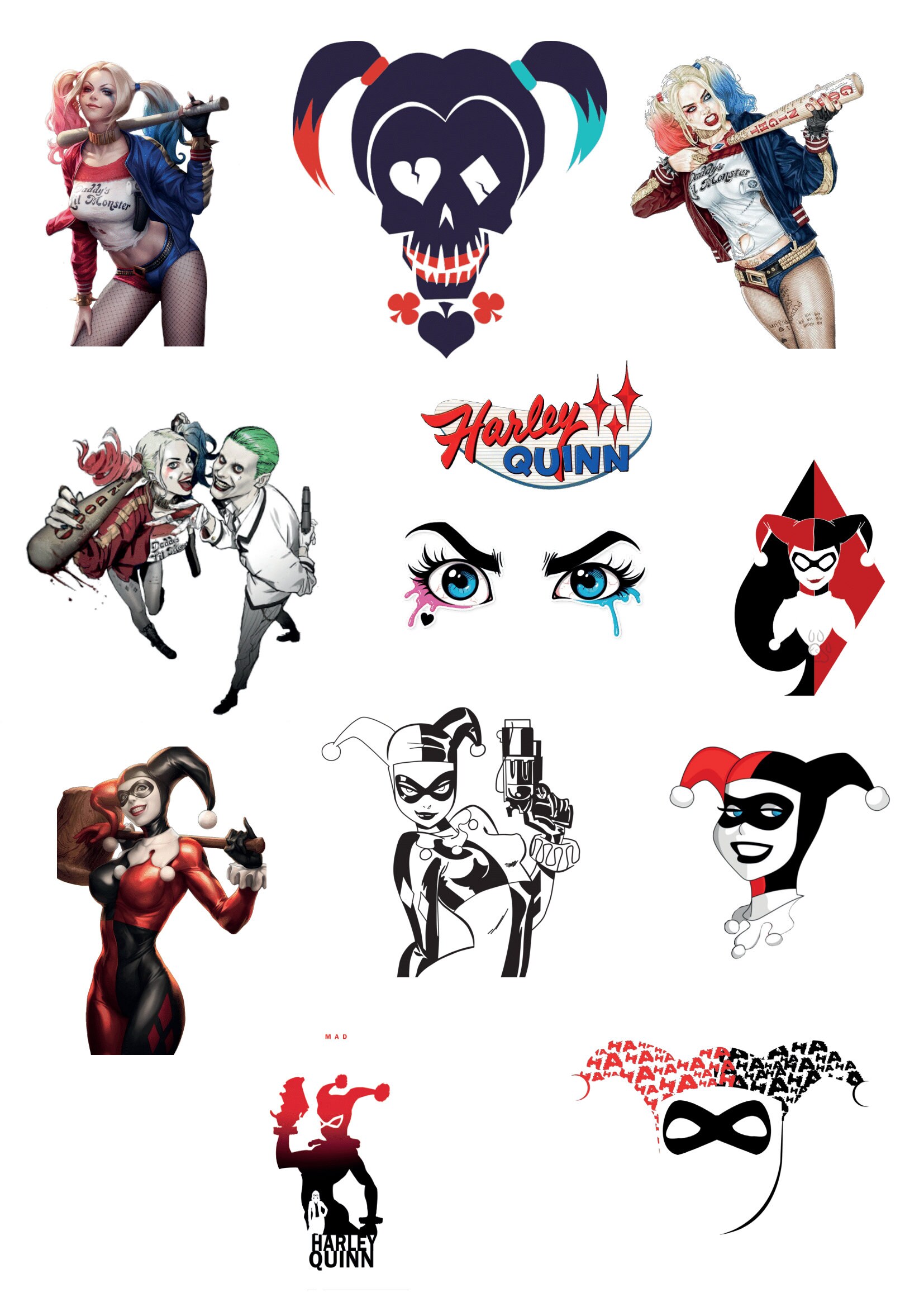 12 piezas HARLEY QUINN png Etsy España