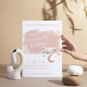 Minimalist Baby Sprinkle Invitation | Second Baby Shower Editable Template | Gender-Neutral Evite | Boho Digital Invite for Moms