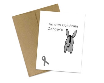 Brain Cancer Awareness  | Cancer Ribbon Card | Kick cancer's ass | Empathy Card | Cancer Card | Compassion Card | Cancer Awareness Card