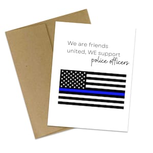 Carte de vœux d’officier de police | Retour au bleu | Mince ligne bleue | Carte de soutien | Nous sommes unis | Nous soutenons les policiers | Carte de voeux