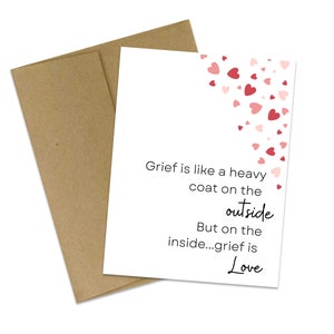 Carte de deuil | Carte d'empathie | Carte Confort | Le chagrin est l'amour | Carte de voeux | Carte de compassion | Carte d'amitié | Carte de sympathie | Lourd chagrin