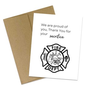 Tarjeta de felicitación de bombero / Bombero voluntario / Estamos orgullosos de usted / Tarjeta de apoyo / Gracias por su sacrificio / Apoyo a los EMT