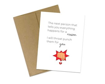 Funny Sympathy Card: Throat Punch Grief Card