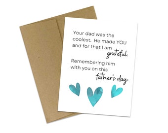 Father Loss | Father's Day Card | Cool Dad Card | Remembering your Dad | Never forgotten | Bereaved Child | Happy Father's Day | Grateful