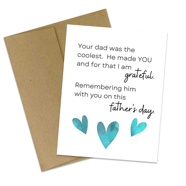 Father Loss | Father's Day Card | Cool Dad Card | Remembering your Dad | Never forgotten | Bereaved Child | Happy Father's Day | Grateful