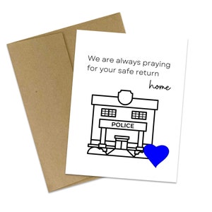 Tarjeta de felicitación del oficial de policía / Back the blue / Orando por un regreso seguro / Tarjeta de apoyo / Estamos unidos / Apoyamos a los oficiales de policía