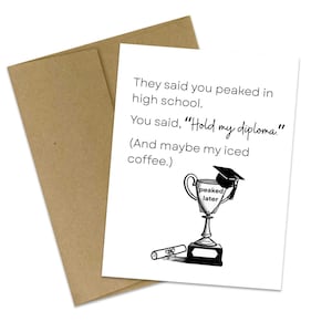 Tarjeta de graduación / Felicitaciones graduado / Lo lograste / Tarjeta de graduación divertida / Birrete / Diploma / Toga / Graduado de secundaria / Inteligente