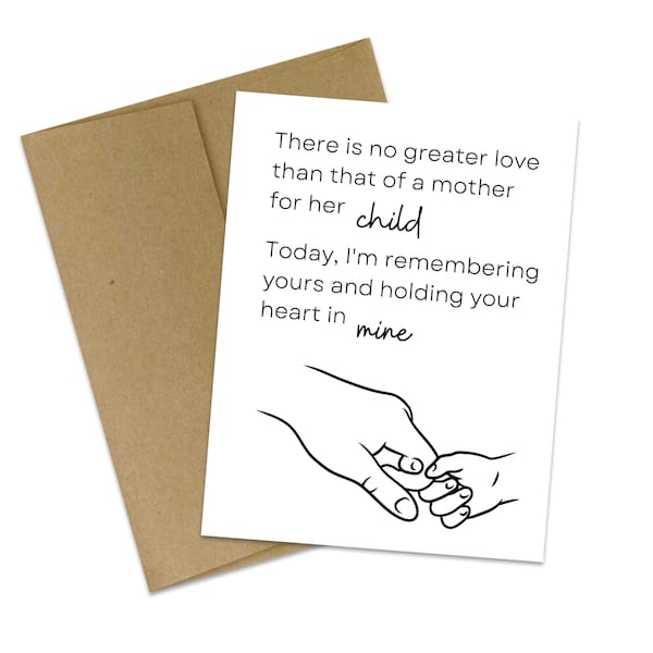 Child Loss | A Mother's Love | Mother's Day Card | Remembering your child | Never forgotten | Bereaved Mom | Holding your grieving heart