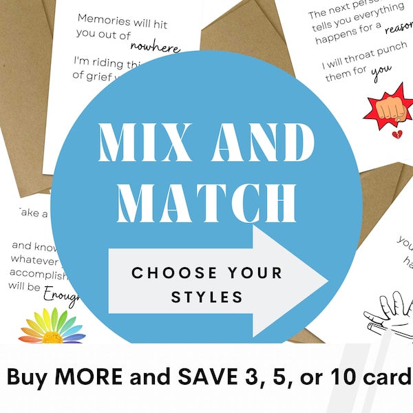 MIX AND MATCH 3, 5, or 10 cards of your choice | Greeting Card Bundles | Empathy Cards | Sympathy Cards | Encouragement Cards | Anniversary