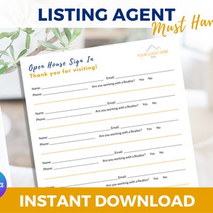 Open House Sign In Sheet | Customizable Canva Template | Real Estate Marketing | Realtor Open House