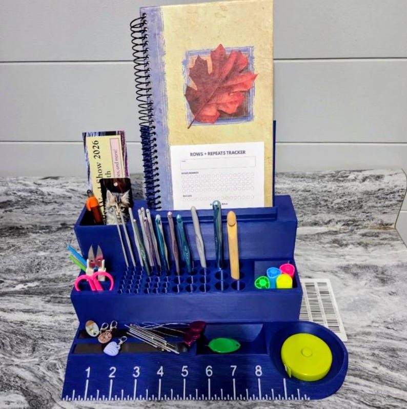 Caddy For Ruler Large 3-tier Desktop Organizer for Crochet & Knitting - Hook Caddy With ...