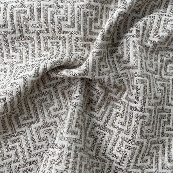 The Taupe Mattox. Style No. 79. The Couture Fabric, cut by the metre - Luxury Taupe woven key printed fabric.