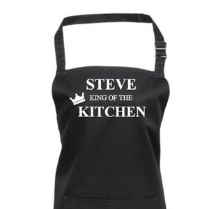 King of the kitchen apron funny personalised apron gift christmas apron christmas gift for dad uncle brother grandad afbeelding 1