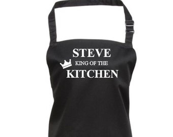 King of the kitchen apron funny personalised apron gift christmas apron christmas gift for dad uncle brother grandad