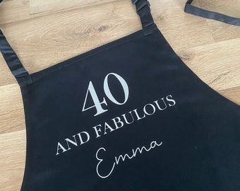 Personalised Apron for birthday mum friend sister 40 30 50 60 cooking apron birthday gift present 40 and fabulous apron pinny