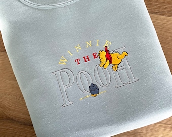Pooh Bear Hoodie Embroidered sweatshirt Valentine’s Day gift for friend girlfriend Jumper