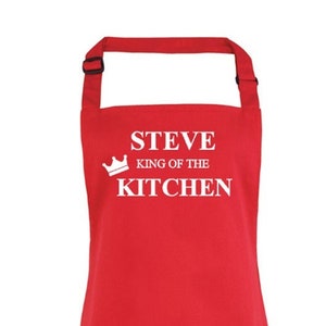 King of the kitchen apron funny personalised apron gift christmas apron christmas gift for dad uncle brother grandad afbeelding 2