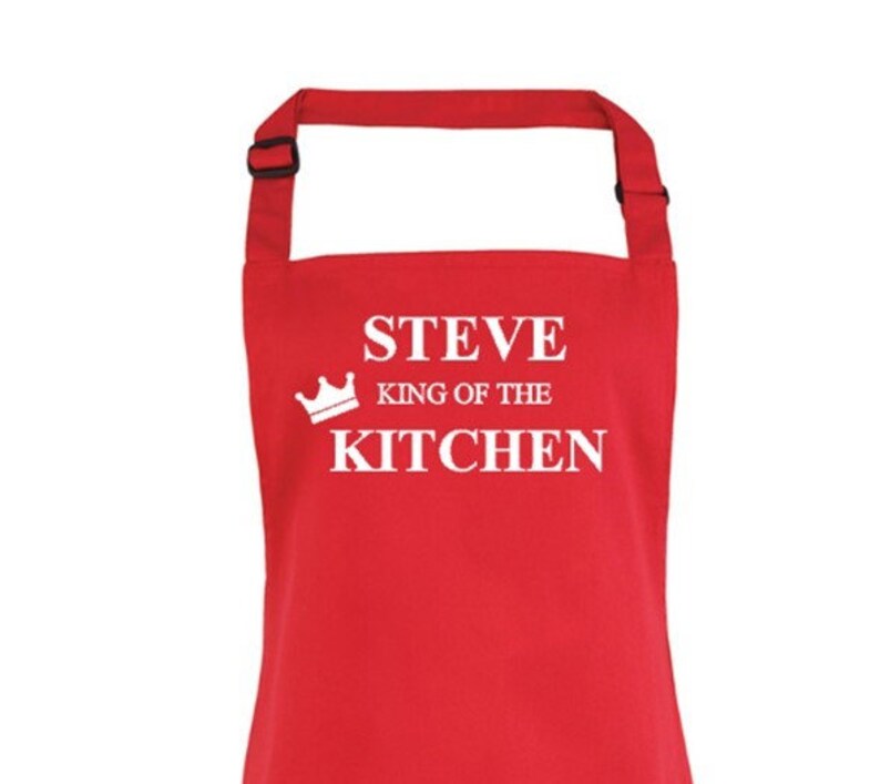 King of the kitchen apron funny personalised apron gift christmas apron christmas gift for dad uncle brother grandad afbeelding 2