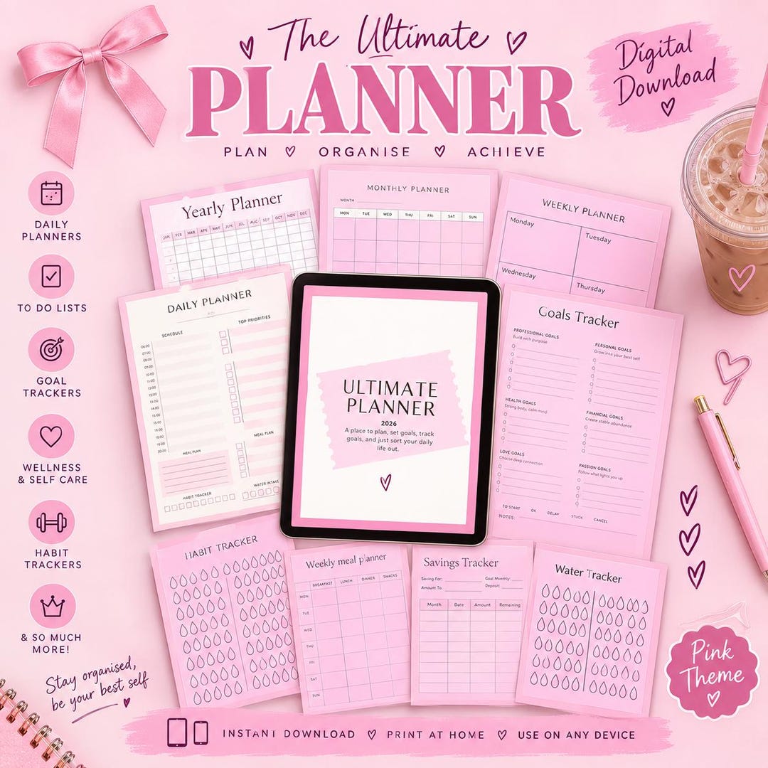 The Ultimate Pink Girly Planner 2026 - Etsy