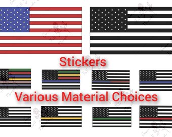American Flag stickers, Black & White, thin line, Police, Military, Law Enforcement, Corrections, Dispatch, Firefighters, EMS, EMT, Nurse