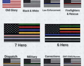 American Flag Vinyl Decal, Black & White, thin line, Police, Military, Law Enforcement, Corrections, Dispatch, Firefighters, EMS, EMT, Nurse