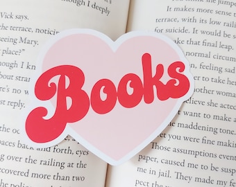 LOVE BOOKS Sticker - Book Heart Sticker - Book Lover Sticker -Reading Sticker - Bookstagram Sticker - Cute Sticker - Bookish Sticker