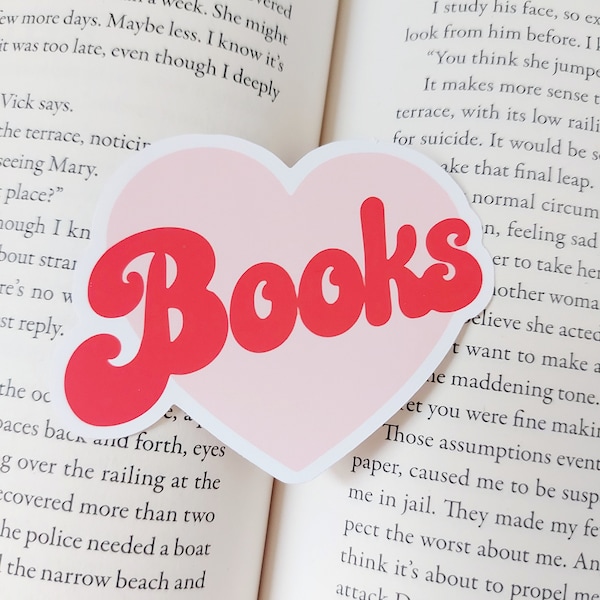 LOVE BOOKS Sticker - Book Heart Sticker - Book Lover Sticker -Reading Sticker - Bookstagram Sticker - Cute Sticker - Bookish Sticker