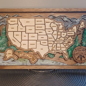 USA Reisekarte mit personalisierter Plakette