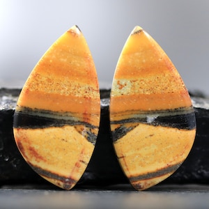 Natural Untreated Jasper Cabochon Pair Stone Setting, DIY Dangle Earrings