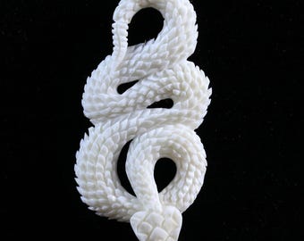 Snake Bone Carving Cabochon DIY Men Necklace