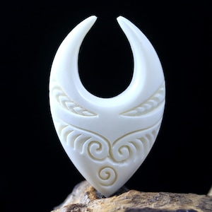 Organic Bone Carving Crescent Moon Cabochon, DIY Men Necklace