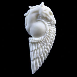 Hand Carved Bone Cabochon Pegasus Flying Horse Mythical Creature Jewelry Supply