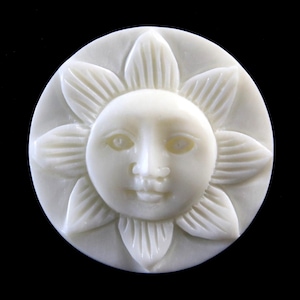 Sun Moon Face Cabochon Bone Carving Glue on Pendant Setting