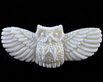 Flying Owl Spirit Animal Totem Bone Cabochon Bead Embroidery Supply