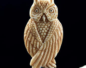 Owl Cabochon Hand Carved Bone DIY Jewelry Making, Spirit Animal Totem