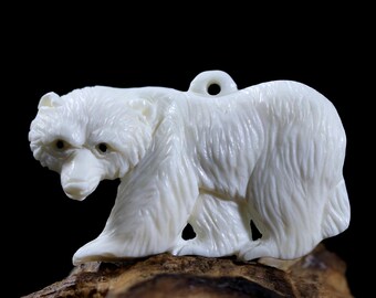 Hand Carved Bone Pendant Organic Cabochon, Animal Totem DIY Leather Cord Necklace