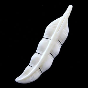 Banana Leaf Pendant Hand Carved Bone Cabochon Side Drilled
