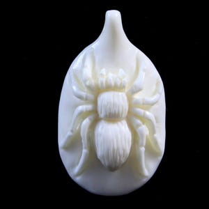 Tarantula Pendant Carved Bone Side Drilled Spider Charm