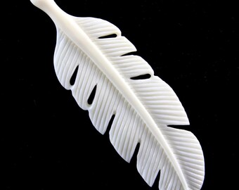 Feather Pendant Bone Carving Cabochon Necklace Stringing