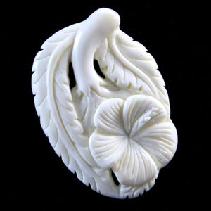 Hibiscus Flower Hand Carved Bone Necklace Centerpiece