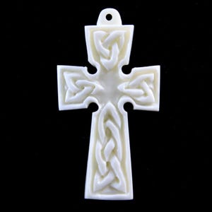 Cross Pendant Christian Jewelry Bone Carving