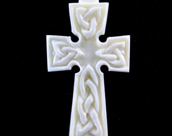 Cross Pendant Christian Jewelry Bone Carving