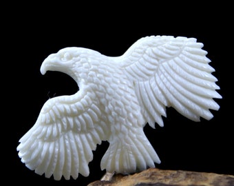 Hand Carved Bone Eagle Cabochon Organic Jewelry Supply, Spirit Animal Totem