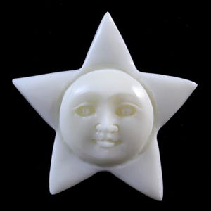 Star Moon Face Bone Cabochon Glue on Pendant Supply