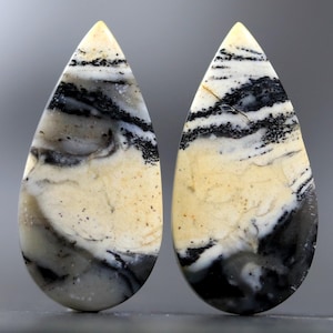 Natural Jasper Cabochon Gemstone DIY Teardrop Dangle Earrings