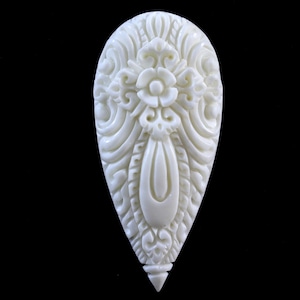 Carved Bone Cabochon Traditional Style Detailed Carving